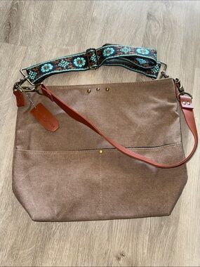Canvas Hobo Tote Bag with Decorative Strap
